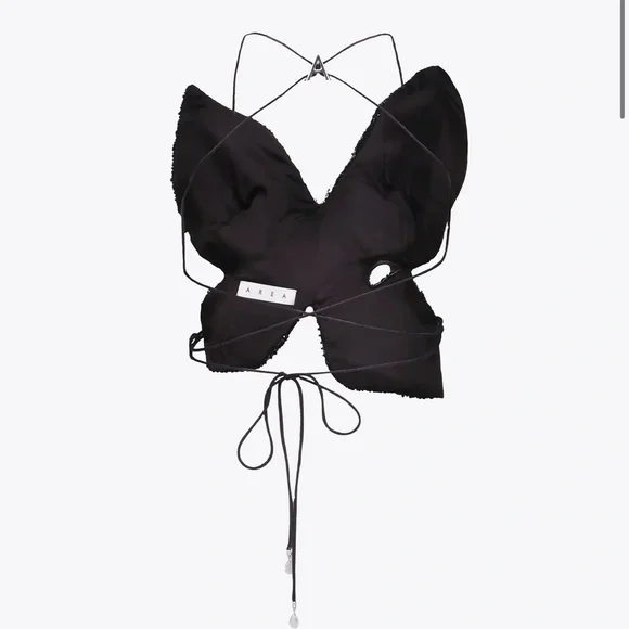 AREA EMBROIDERED CRYSTAL PAILLETTE BUTTERFLY TOP size Medium - Picture 4 of 12